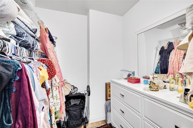 spacious closet featuring hardwood / wood-style flooring