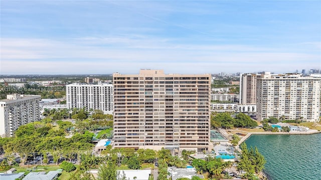 view of building exterior featuring a water view