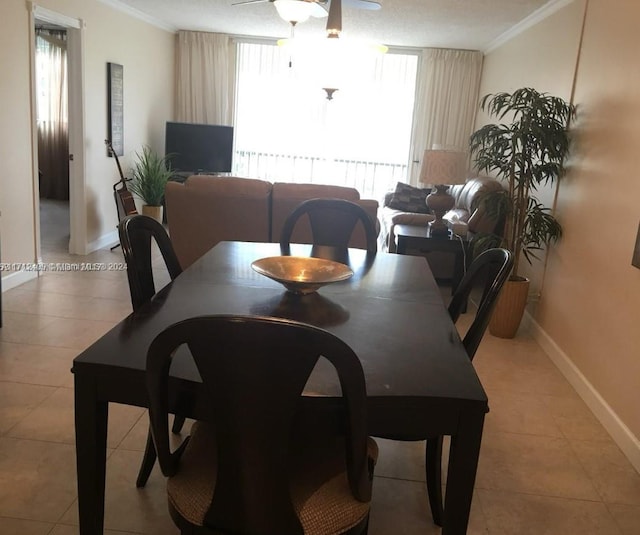 311 S Hollybrook Dr Unit 202, Pembroke Pines, FL 33025 - tiled dining space featuring ceiling fan and crown molding