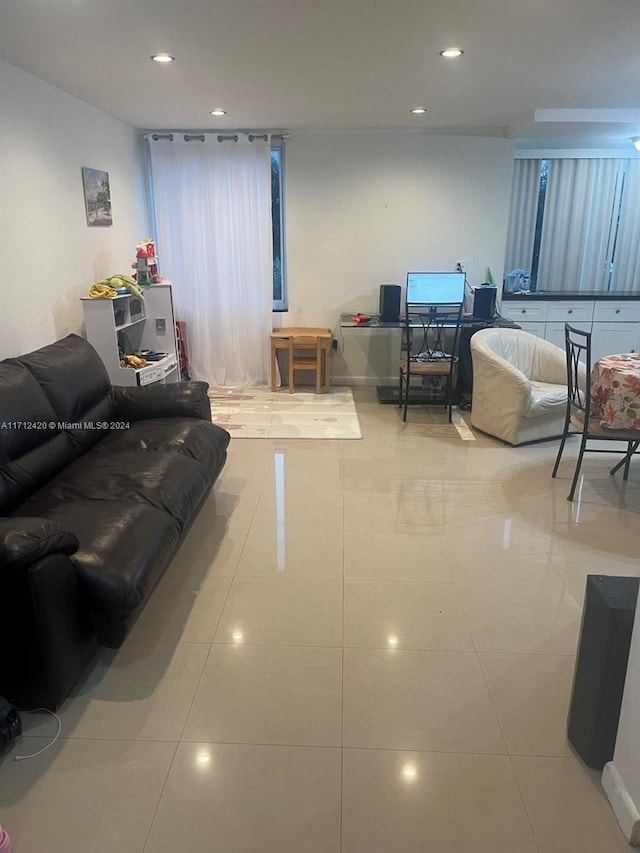 view of tiled living room