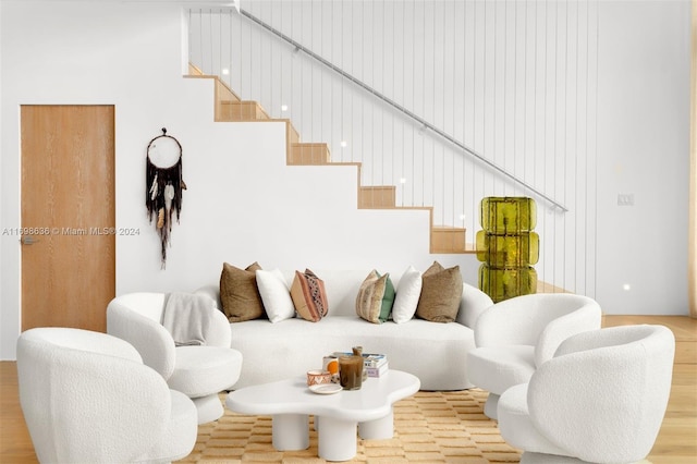 living room with light wood-type flooring