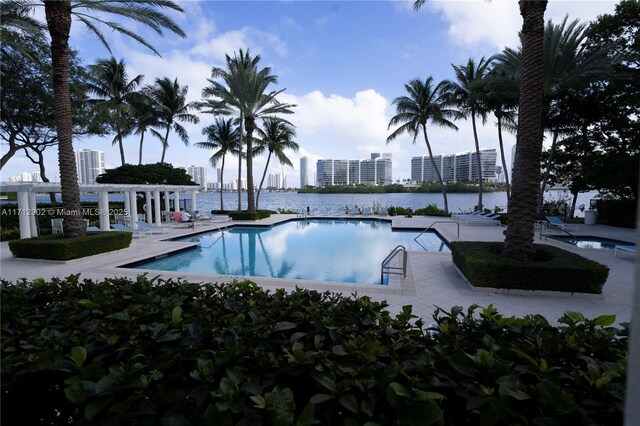 view of swimming pool with a patio