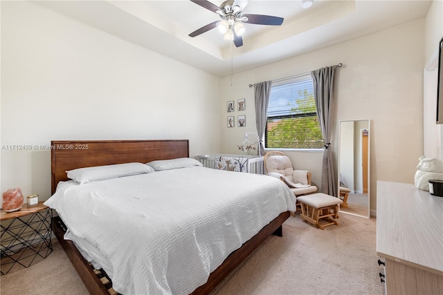 3217 SE 4th Ct Unit 3217, Homestead, FL 33033 - bedroom with a raised ceiling, carpet, and a ceiling fan