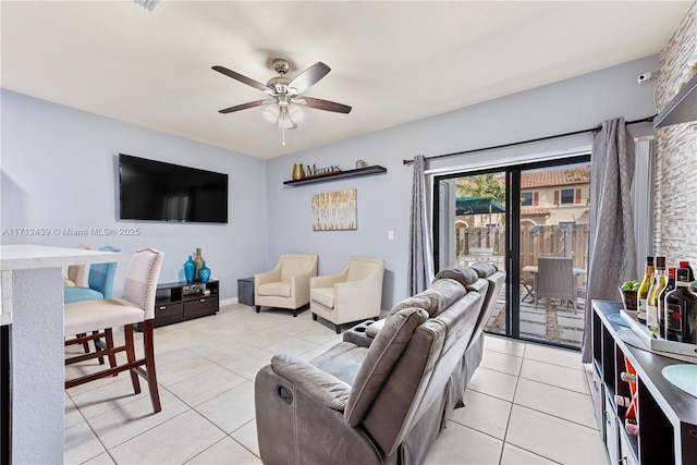 3217 SE 4th Ct Unit 3217, Homestead, FL 33033 - living area with light tile patterned floors and a ceiling fan