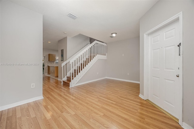 interior space with light hardwood / wood-style floors