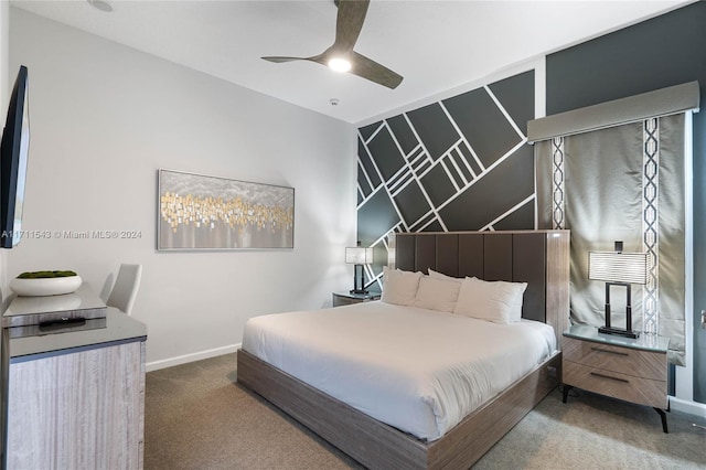 bedroom with carpet floors and ceiling fan