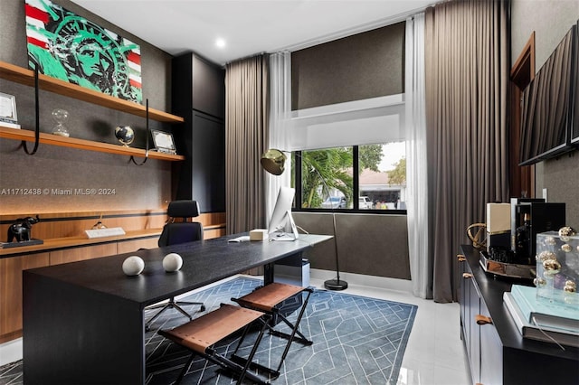 office space featuring light tile patterned flooring