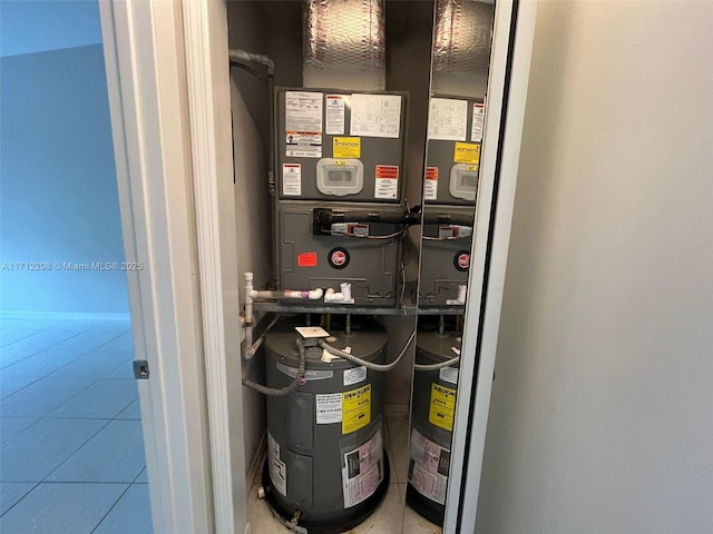 utility room with water heater