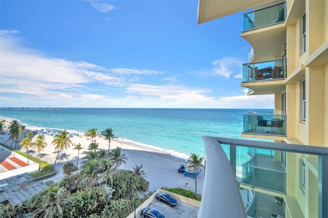 property view of water with a beach view