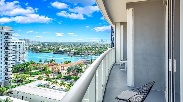 balcony with a water view