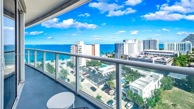 balcony with a water view