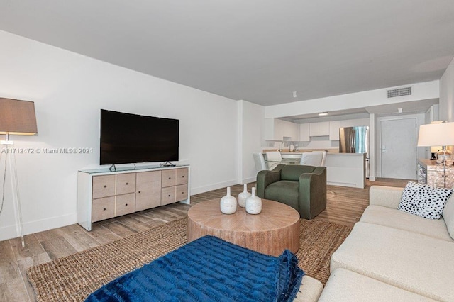 living room featuring light hardwood / wood-style flooring