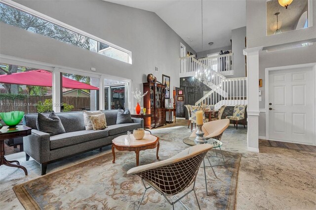 living room with ceiling fan