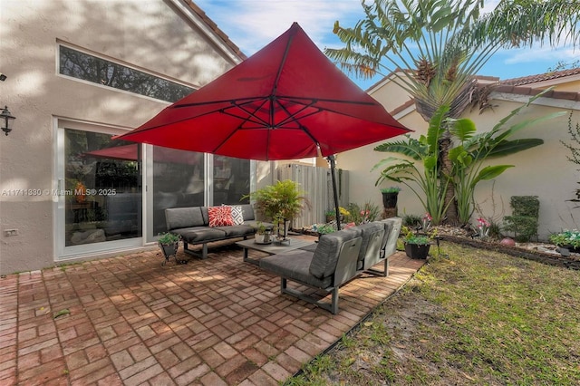 view of patio featuring an outdoor hangout area