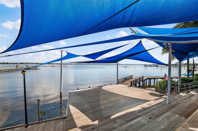 dock area featuring a water view