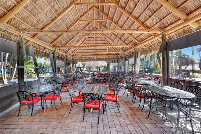 view of patio featuring a gazebo