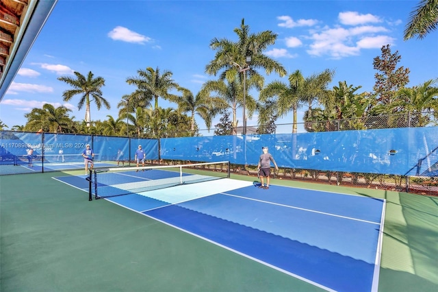 view of tennis court with basketball court