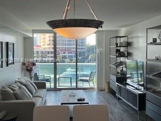 living room featuring hardwood / wood-style flooring and a wealth of natural light