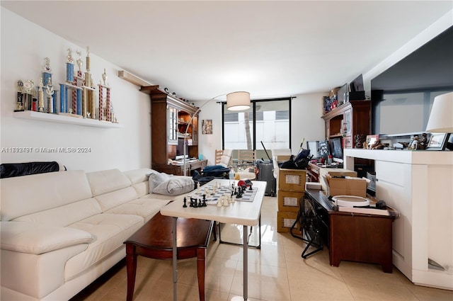 view of tiled living room