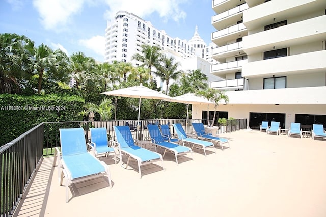 view of pool featuring a patio area