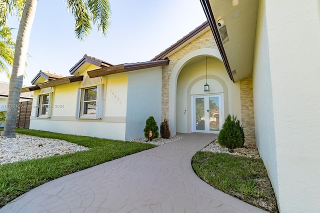 view of exterior entry with french doors