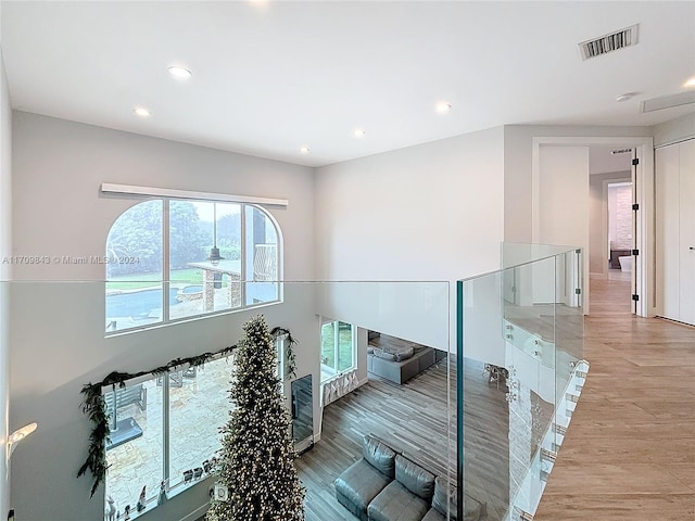 living room featuring light wood-type flooring