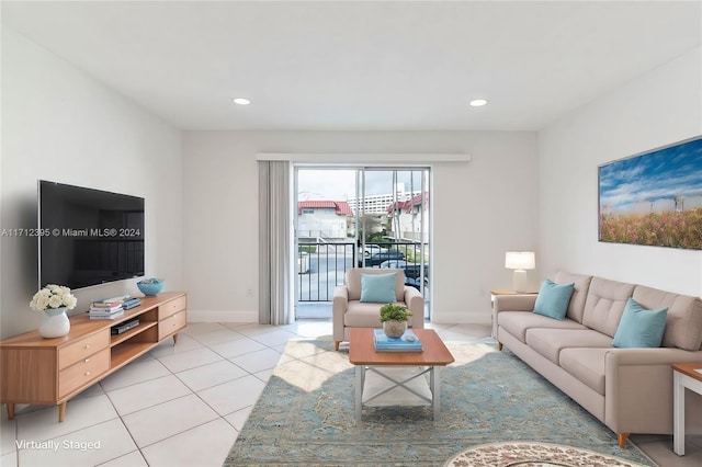 view of tiled living room