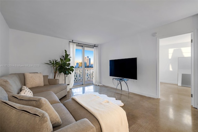 living room featuring expansive windows