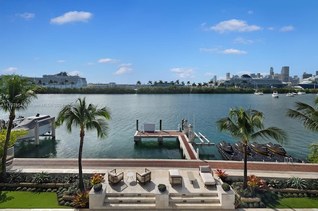 view of dock featuring a water view