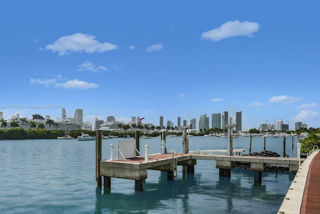 view of dock featuring a water view