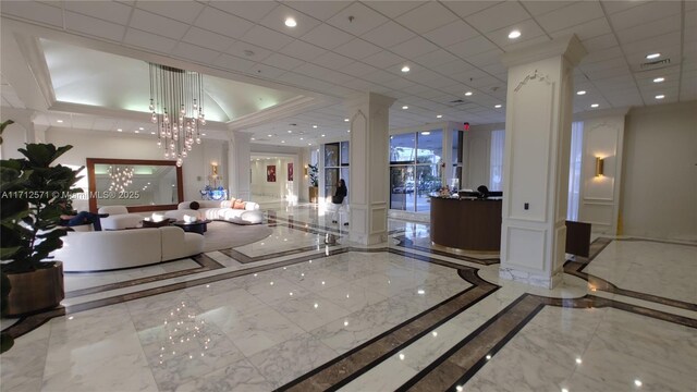 building lobby featuring visible vents