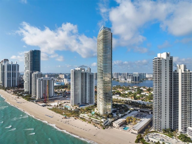 city view with a water view and a view of the beach