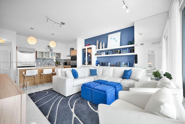 view of tiled living room