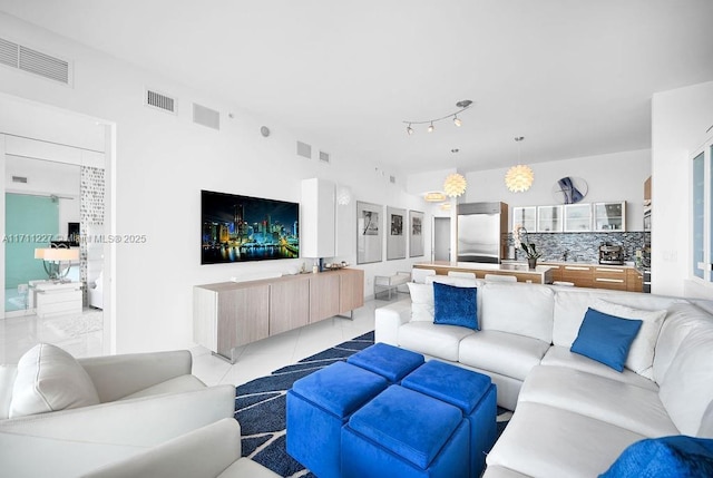 view of tiled living room