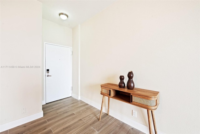 interior space with hardwood / wood-style floors