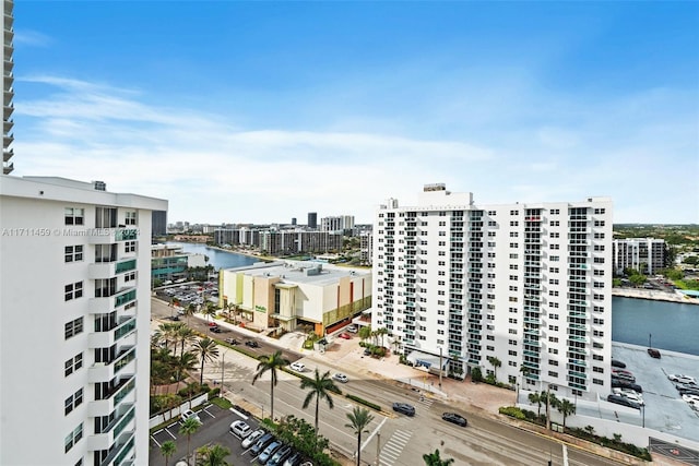 exterior space with a water view