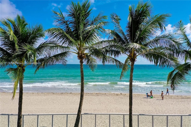 property view of water featuring a view of the beach