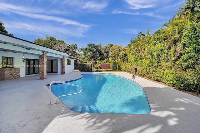 view of swimming pool with a patio area