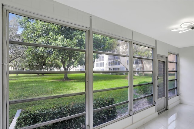 view of unfurnished sunroom