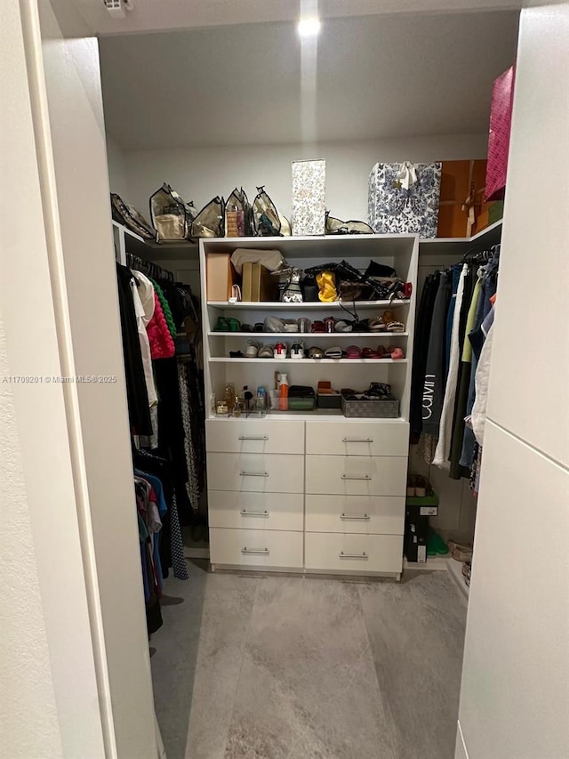 view of walk in closet