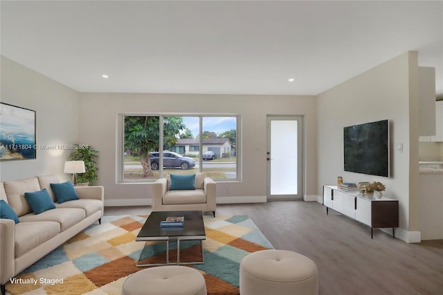 living room featuring light hardwood / wood-style flooring