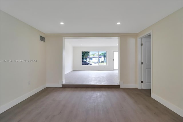 empty room with light hardwood / wood-style floors