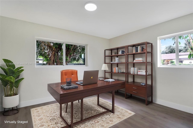 office featuring dark hardwood / wood-style flooring