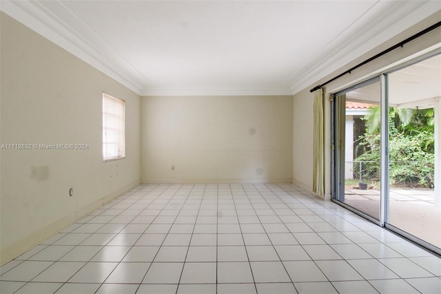 4241 Red Rd, Coral Gables, FL 33134 - spare room with crown molding and light tile patterned flooring