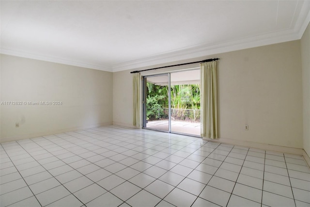 tiled empty room with ornamental molding