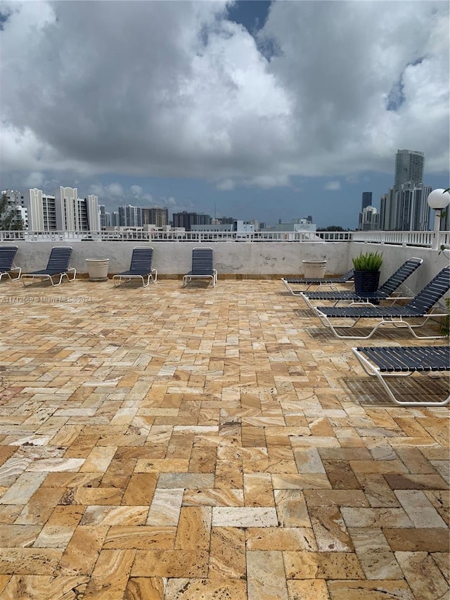 view of patio featuring a city view