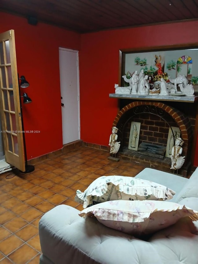 living room with a fireplace