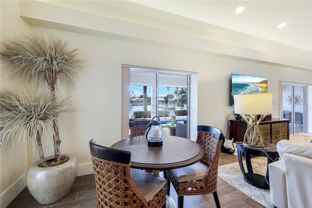 dining area featuring hardwood / wood-style flooring