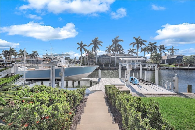 view of dock featuring a water view