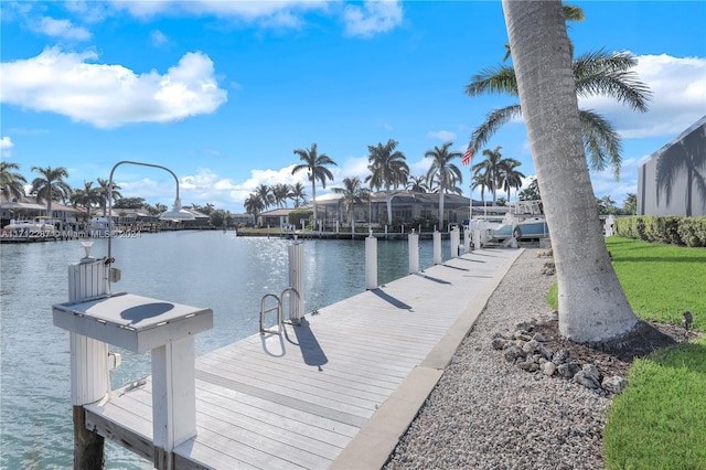 dock area featuring a water view